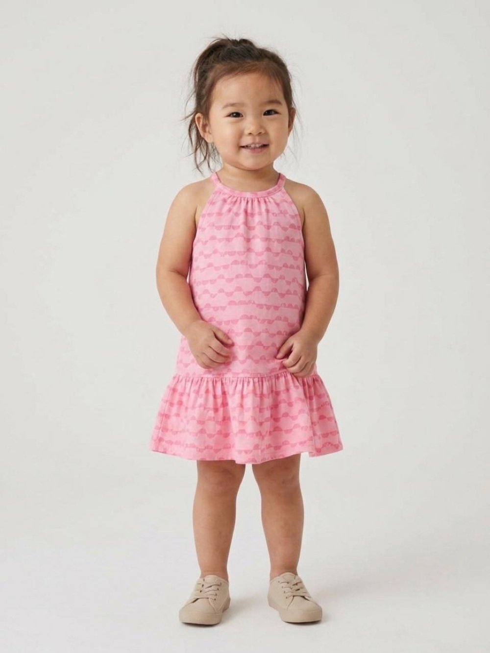 Cat Jack Pink Halter Sundress size 3T Halter neckline, sleeveless, flared skirt